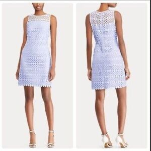 Ralph Lauren Periwinkle Lace Mesh Sheath Dress Size 14 NWT